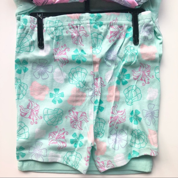 NEW Girl’s Disney Princess 4-piece Pajamas set -pink/mint - Picture 7 of 10